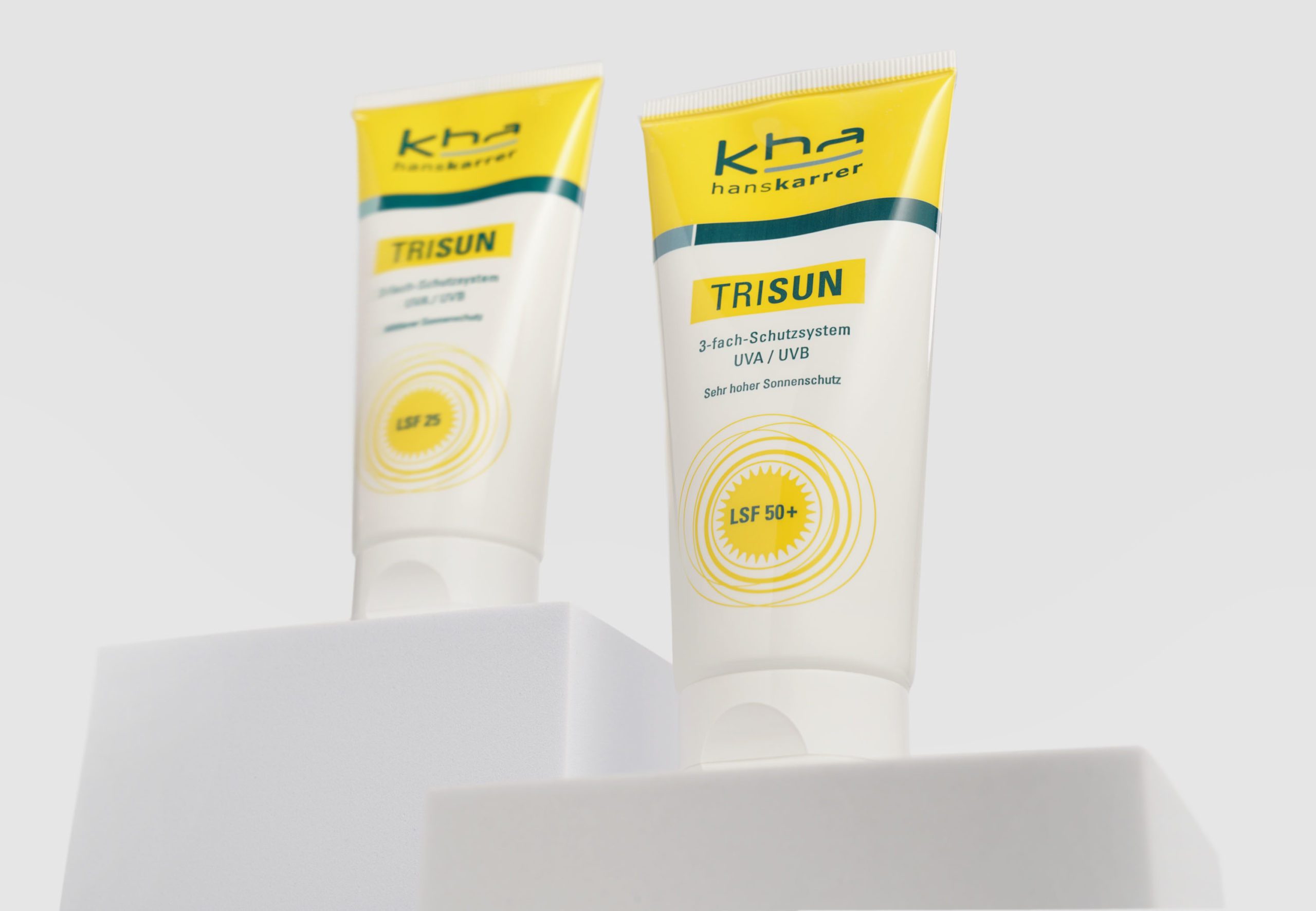 Abbildung der Sonnenschutz Produkte der Pflegeserie TriSun von Hans Karrer