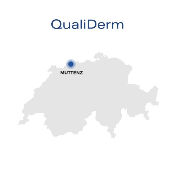 Zeigt den Ort, wo der QualiDerm Firmensitz ist: Muttenz in der Schweiz